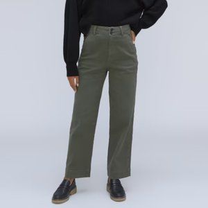 Everlane The Organic Wide Leg High Rise Pant Kambaba Olive Green